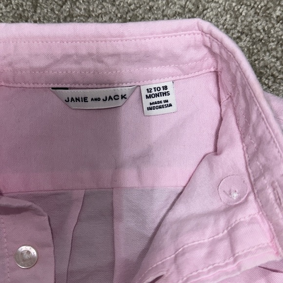 Janie and Jack Pink Linen Shirt - size 12 - 18 mos - Picture 2 of 2